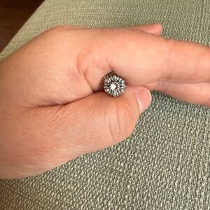 Pandora Sterling Silver Floral Charm with Center Gem - 925 Sterling Silver